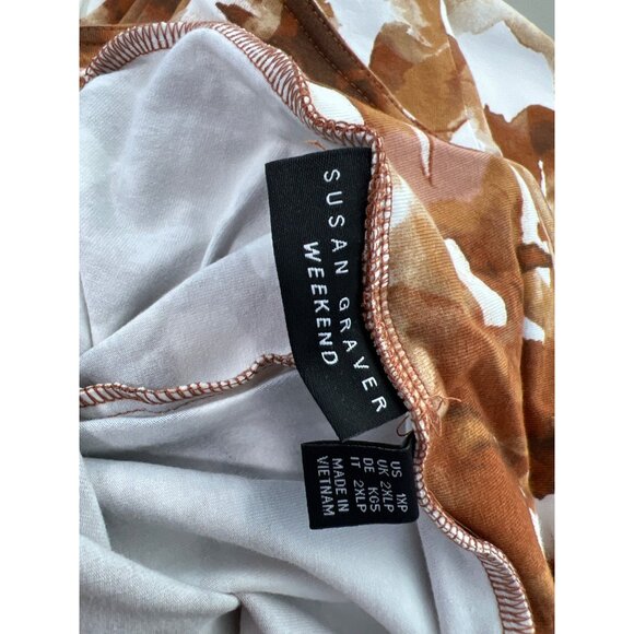 Susan Graver Weekend Petite Printed Slim Leg Crop Pants Womens 1X Spice Tan NEW - Picture 5 of 7